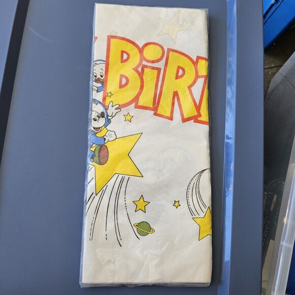 Vtg Mickey Mouse Birthday Paper Tablecloth & Napkins Astronaut Outer space Star - Picture 5 of 5